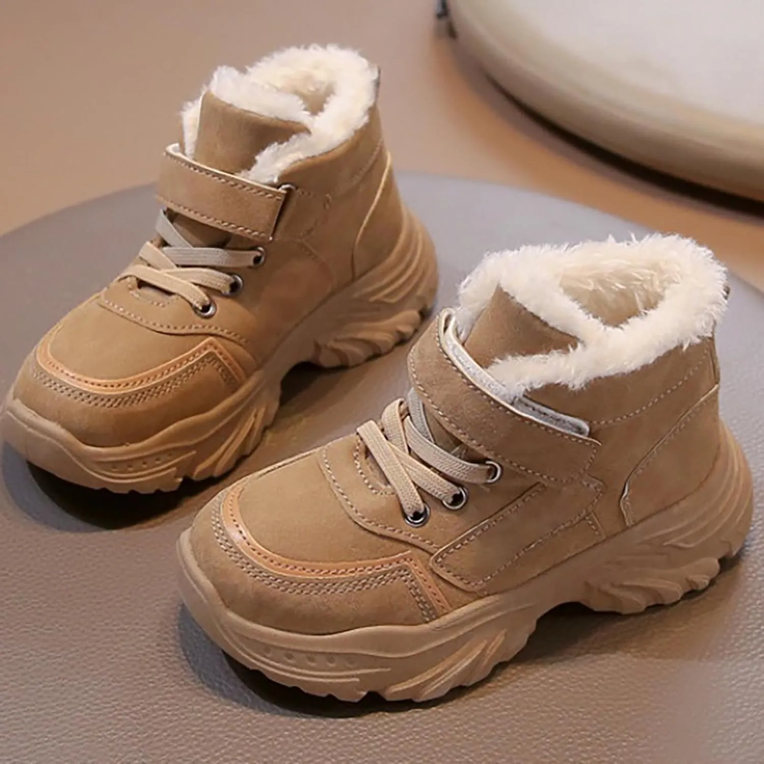 Boys Girls Snow Ankle Boots Winter Slip On Warm  Lined Lightweight Water-Proof Cold Girls Knee Boots Size 2