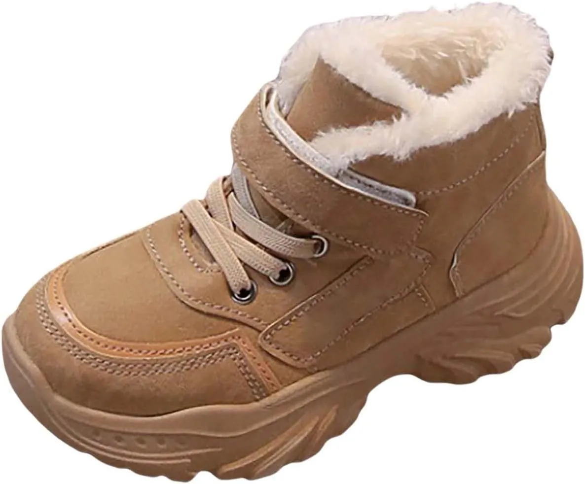 Boys Girls Snow Ankle Boots Winter Slip On Warm  Lined Lightweight Water-Proof Cold Girls Knee Boots Size 2