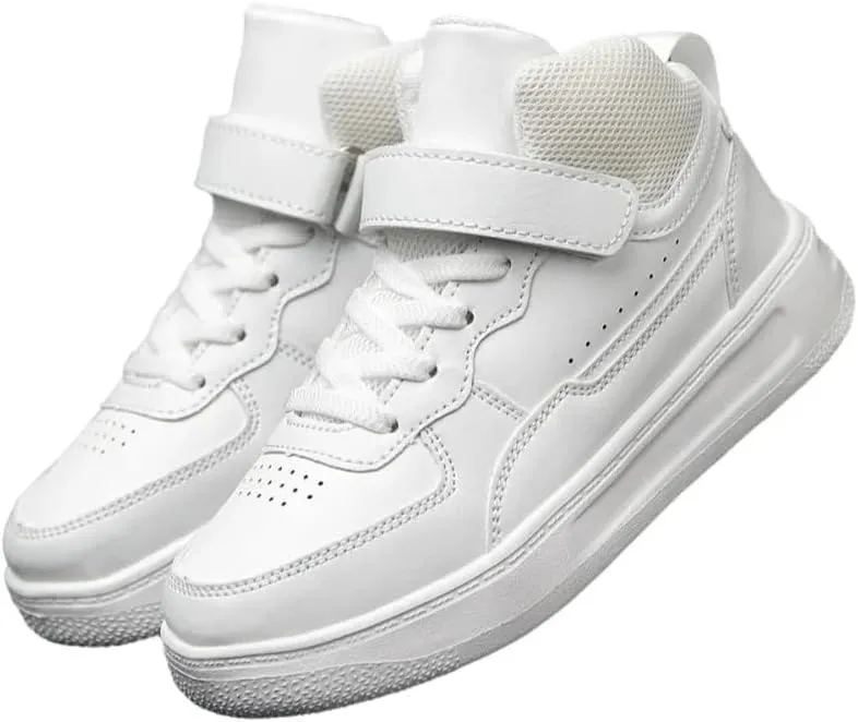 Boys Girls Sports Board Shoes with Leather Upper, Breathable Comfortable, for Basketball Running Walking Tennis Suitable for All Seasons
