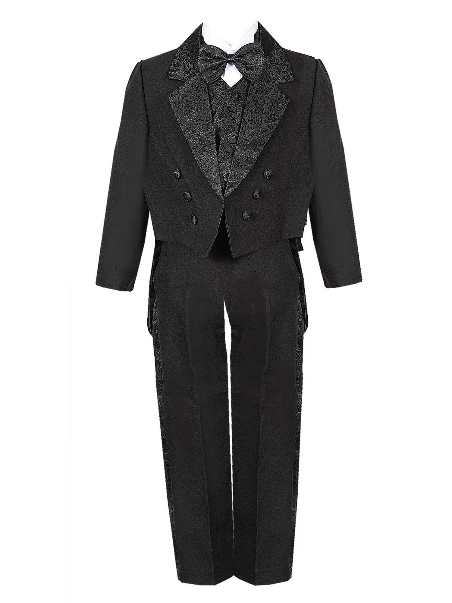 Boys Multi Color Tail Jacket Jacquard Trim Festive Tuxedo Set 2T-20