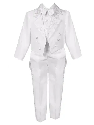 Boys Multi Color Tail Jacket Jacquard Trim Festive Tuxedo Set 2T-20