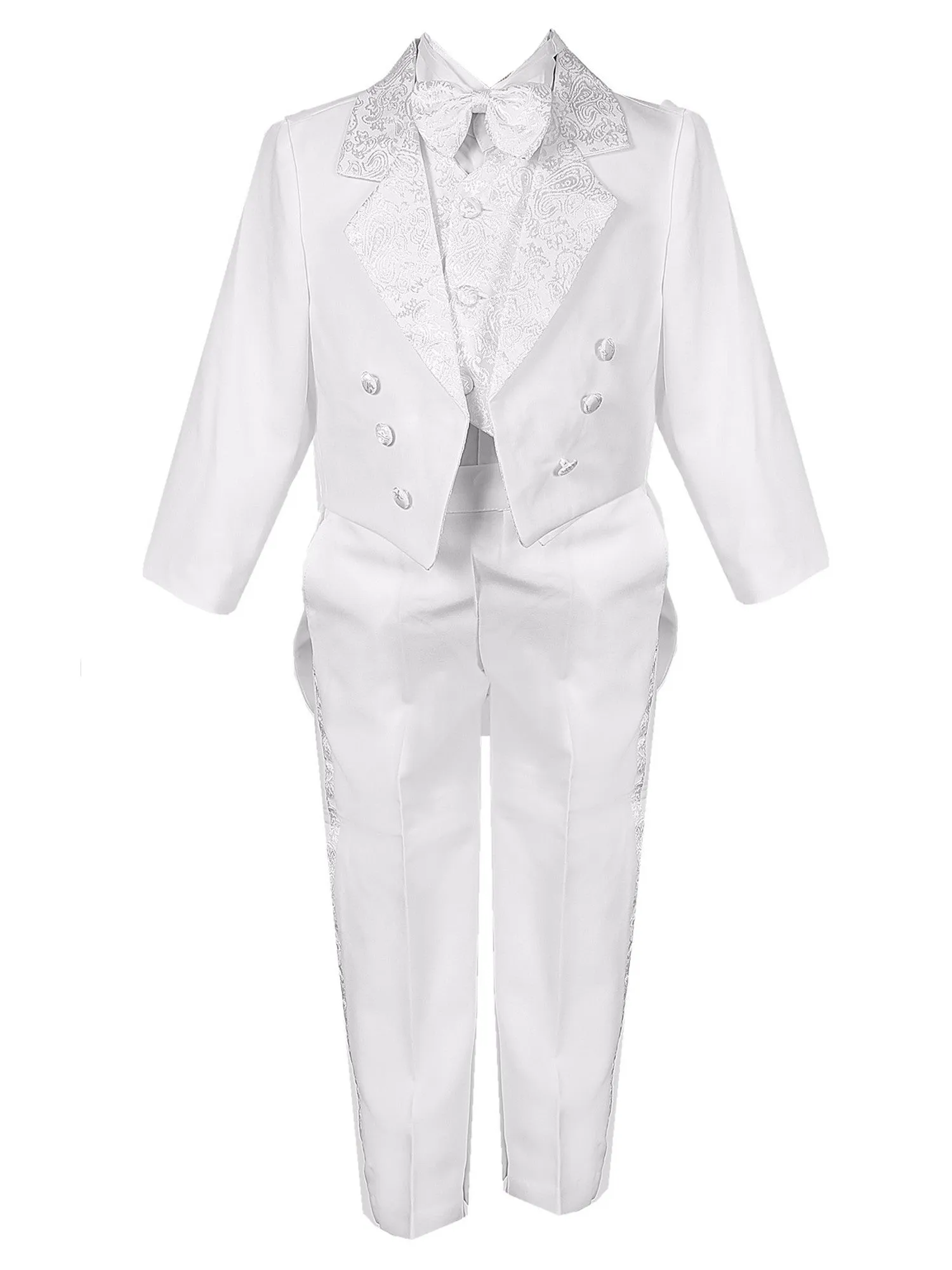 Boys Multi Color Tail Jacket Jacquard Trim Festive Tuxedo Set 2T-20