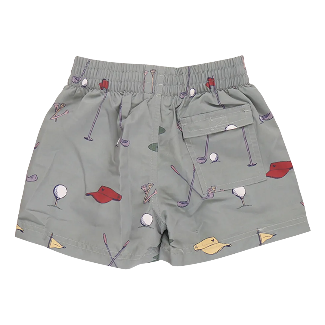 Boys Swim Trunk - Green Golf Tournament