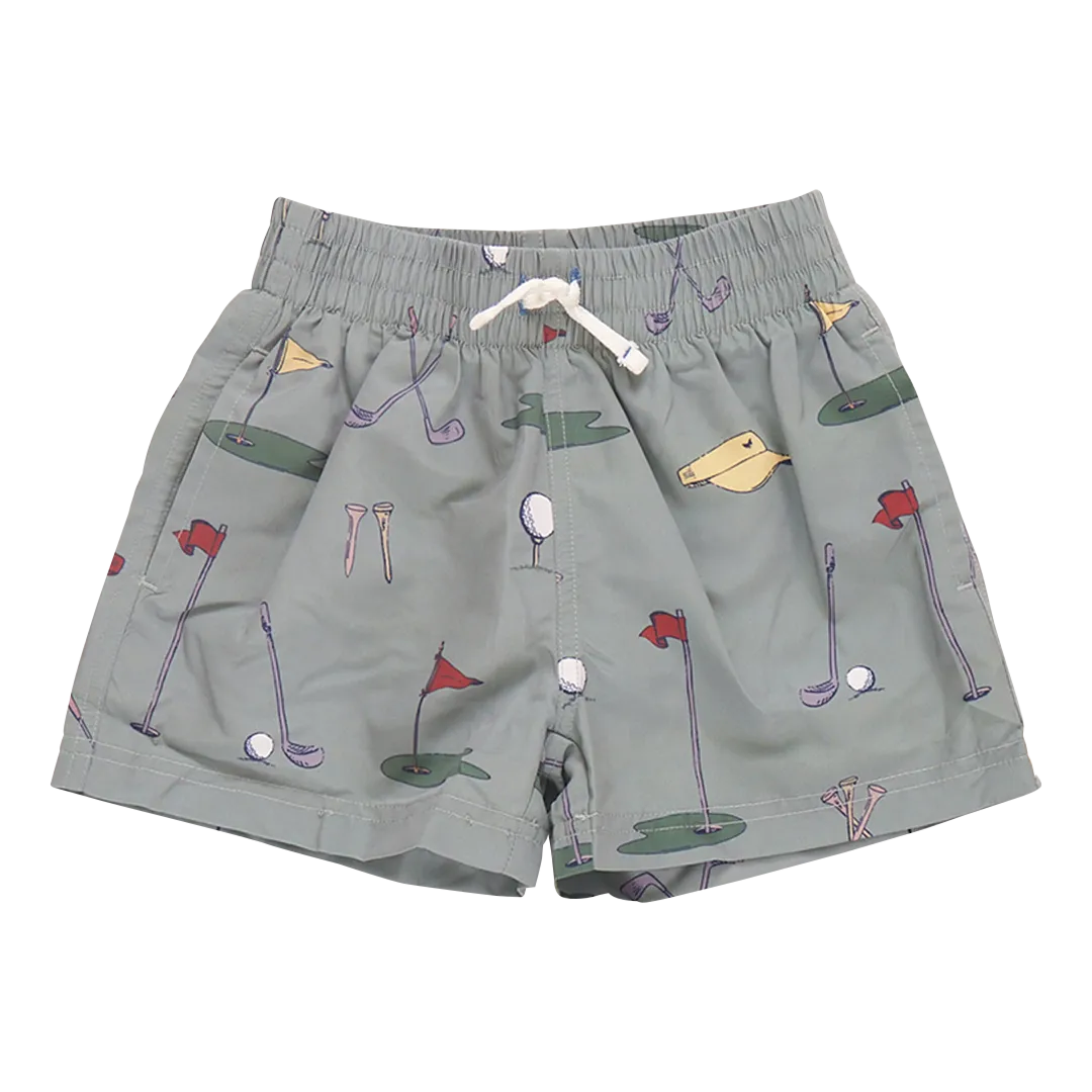 Boys Swim Trunk - Green Golf Tournament