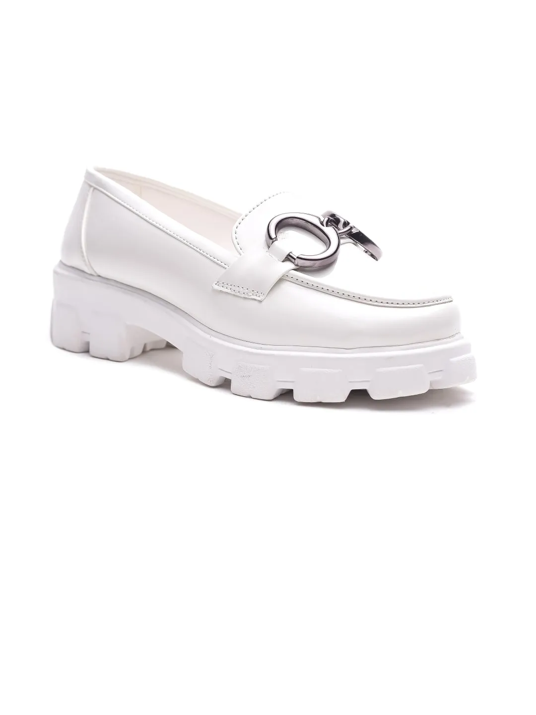 Brauch White Patent Embellished Loafer Shoe