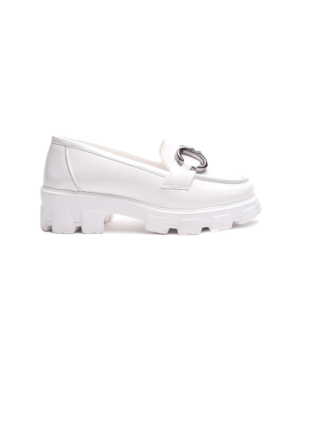 Brauch White Patent Embellished Loafer Shoe