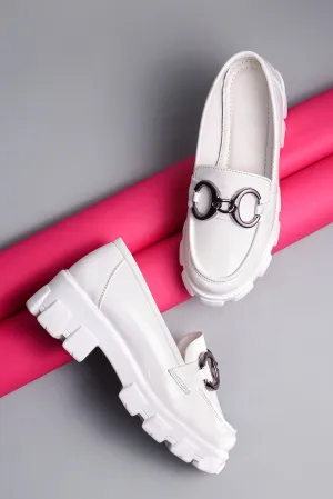 Brauch White Patent Embellished Loafer Shoe