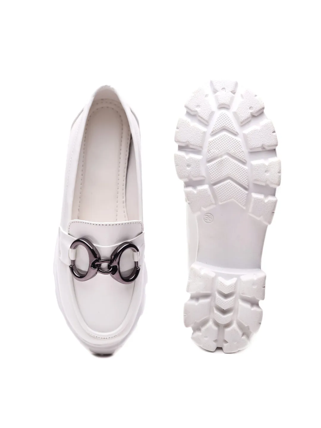 Brauch White Patent Embellished Loafer Shoe