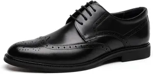 Breathable Casual Leather Shoes Men's Genuine Leather Top Layer Cowhide Carved Business Dress Men's Shoes Wedding Shoes(Black,44)