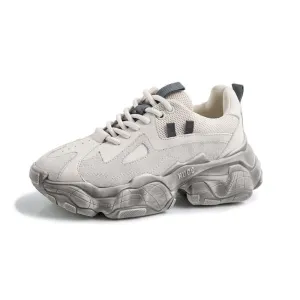 Breathable Genuine Leather Women's Sneakers / Casual Shoes on Cool Platform