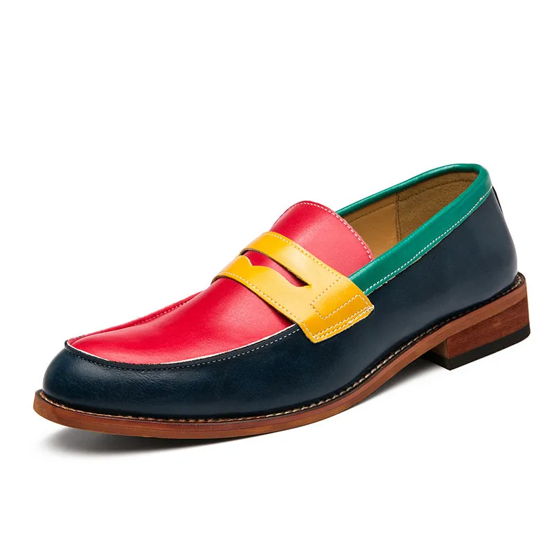 British Small Leather Shoes Men's Dress Shoes Contrast Color Business Gentlemanly Casual Shoes