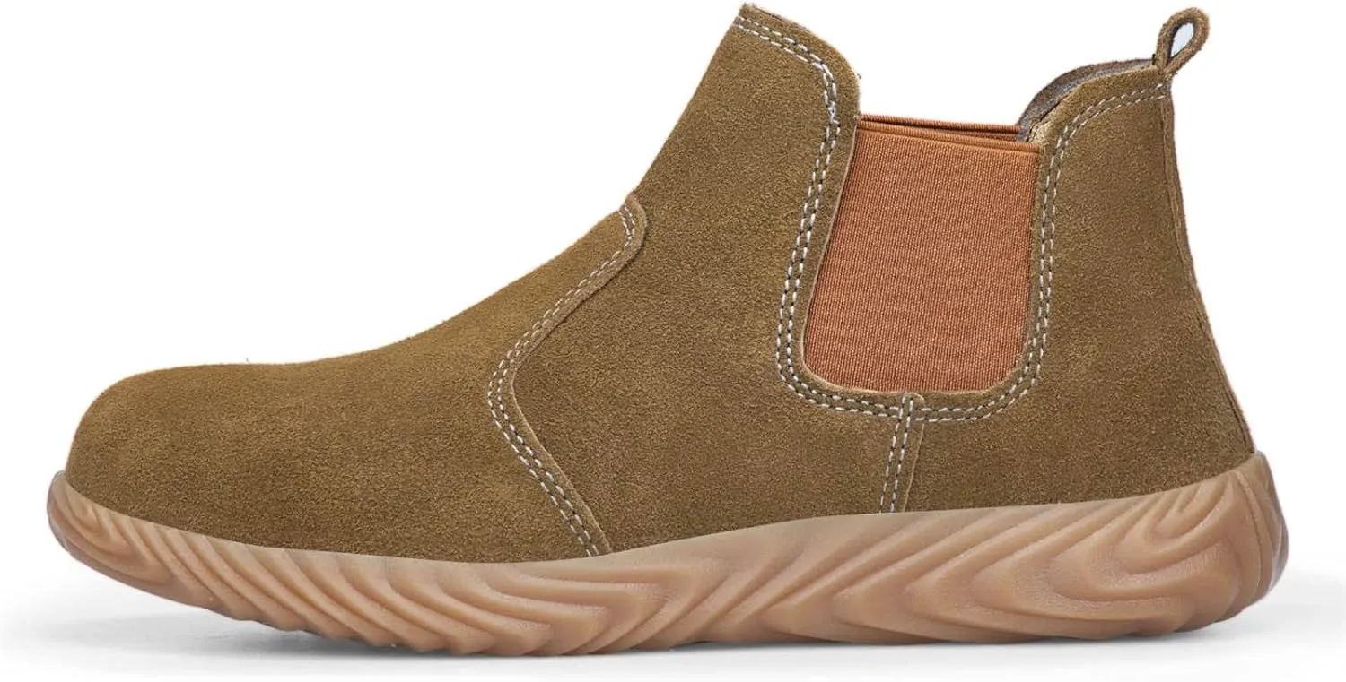 Brown Suede Platform Chukka Boots for Men Casual Comfortable Round Toe Anti-Slip Ankle Booties Lightweight Shoes