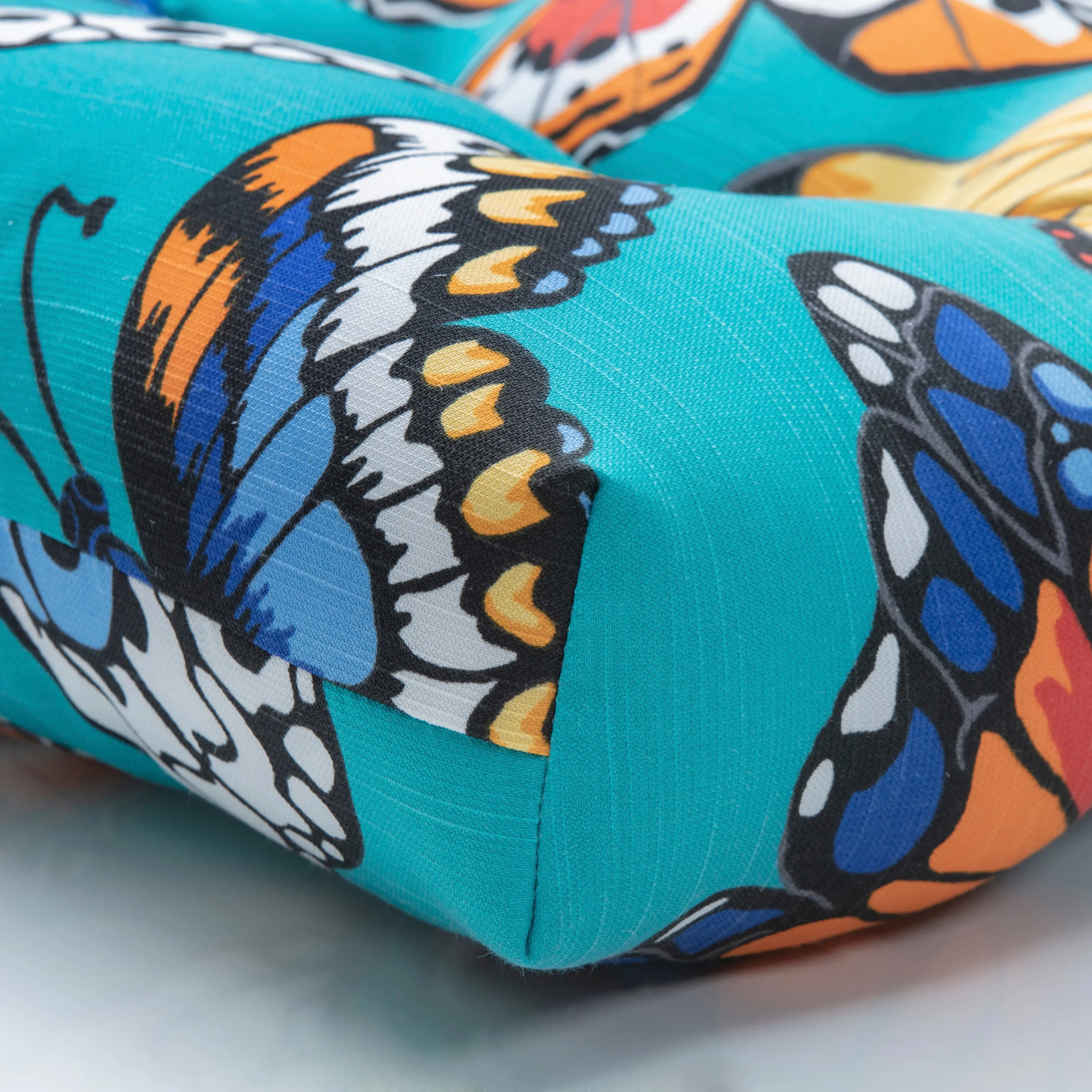 Butterfly Garden Turquoise Deluxe Tufted Chairpad (Set of 2)