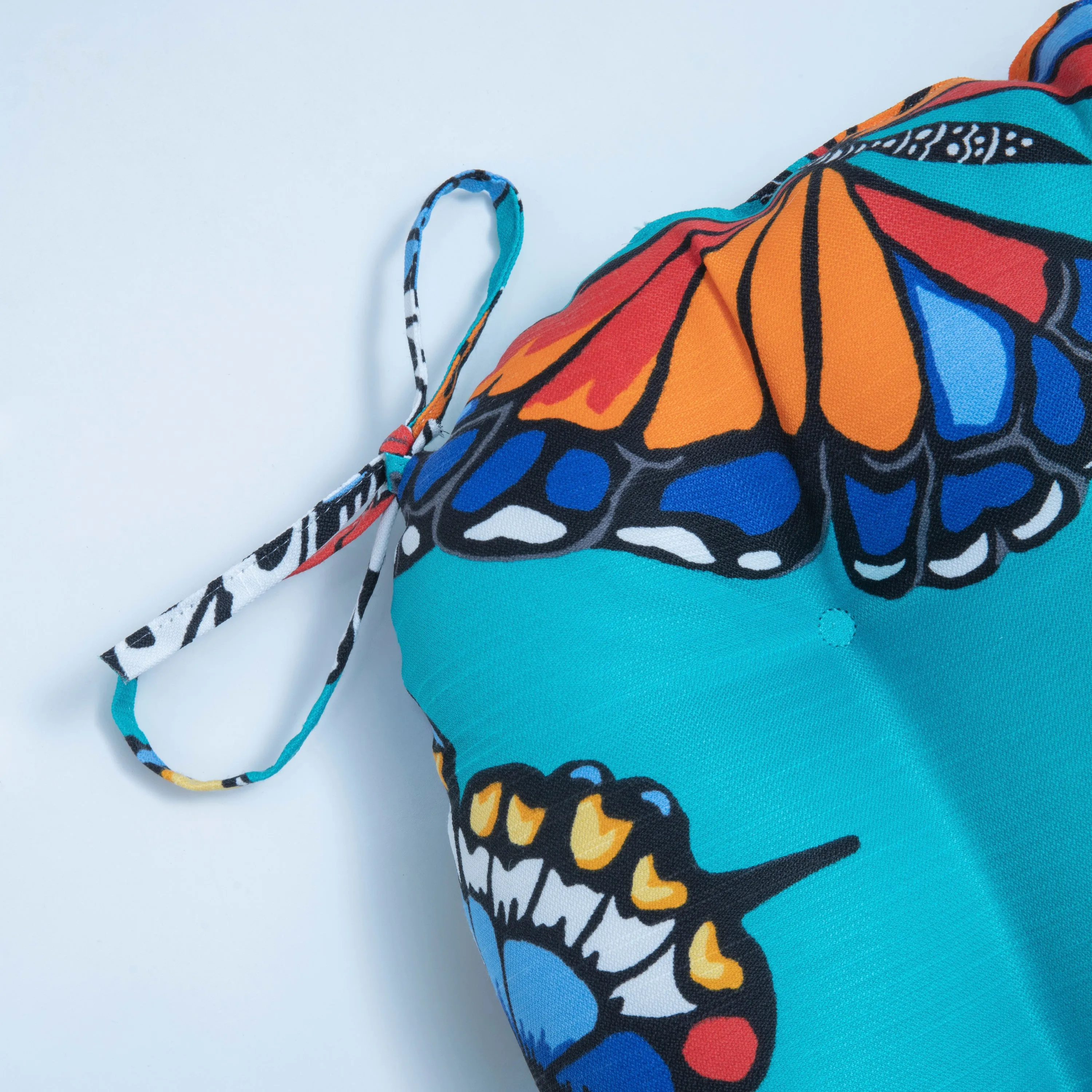 Butterfly Garden Turquoise Deluxe Tufted Chairpad (Set of 2)