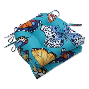 Butterfly Garden Turquoise Deluxe Tufted Chairpad (Set of 2)
