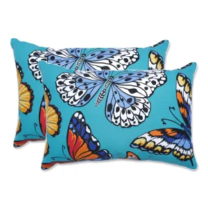 Butterfly Garden Turquoise Over-Sized Rectangular Throw Pillow (Set Of 2)