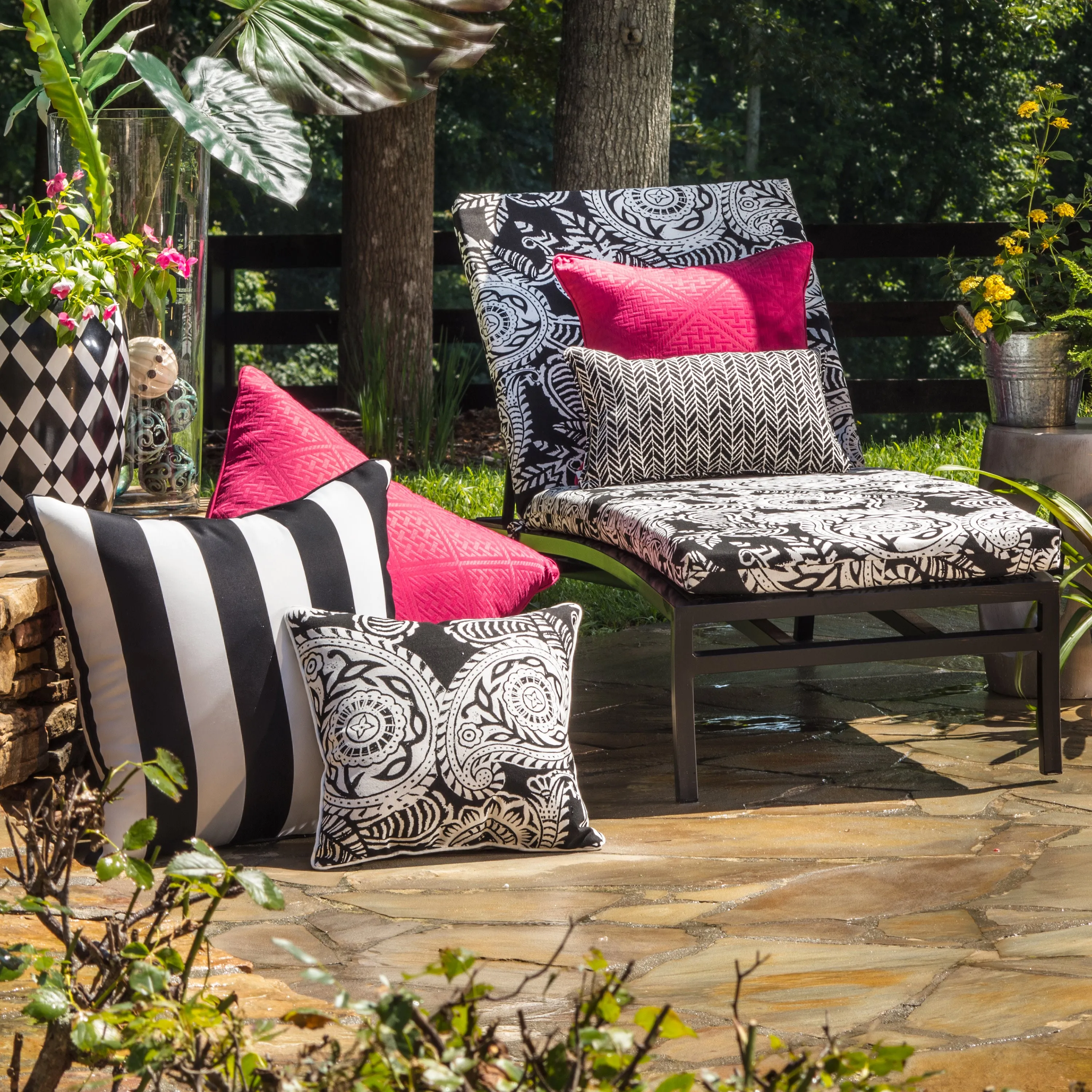 Cabana Stripe Black 25-Inch Floor Pillow
