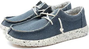 Canvas Men's Loafers & Slip-ons,Classic Comfy Breathable Mesh Boat Shoes Men,Casual Lightweight Slip Resistant Deck Shoes Mens,with Rubber Sole