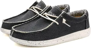 Canvas Men's Loafers & Slip-ons,Classic Comfy Breathable Mesh Boat Shoes Men,Casual Lightweight Slip Resistant Deck Shoes Mens,with Rubber Sole