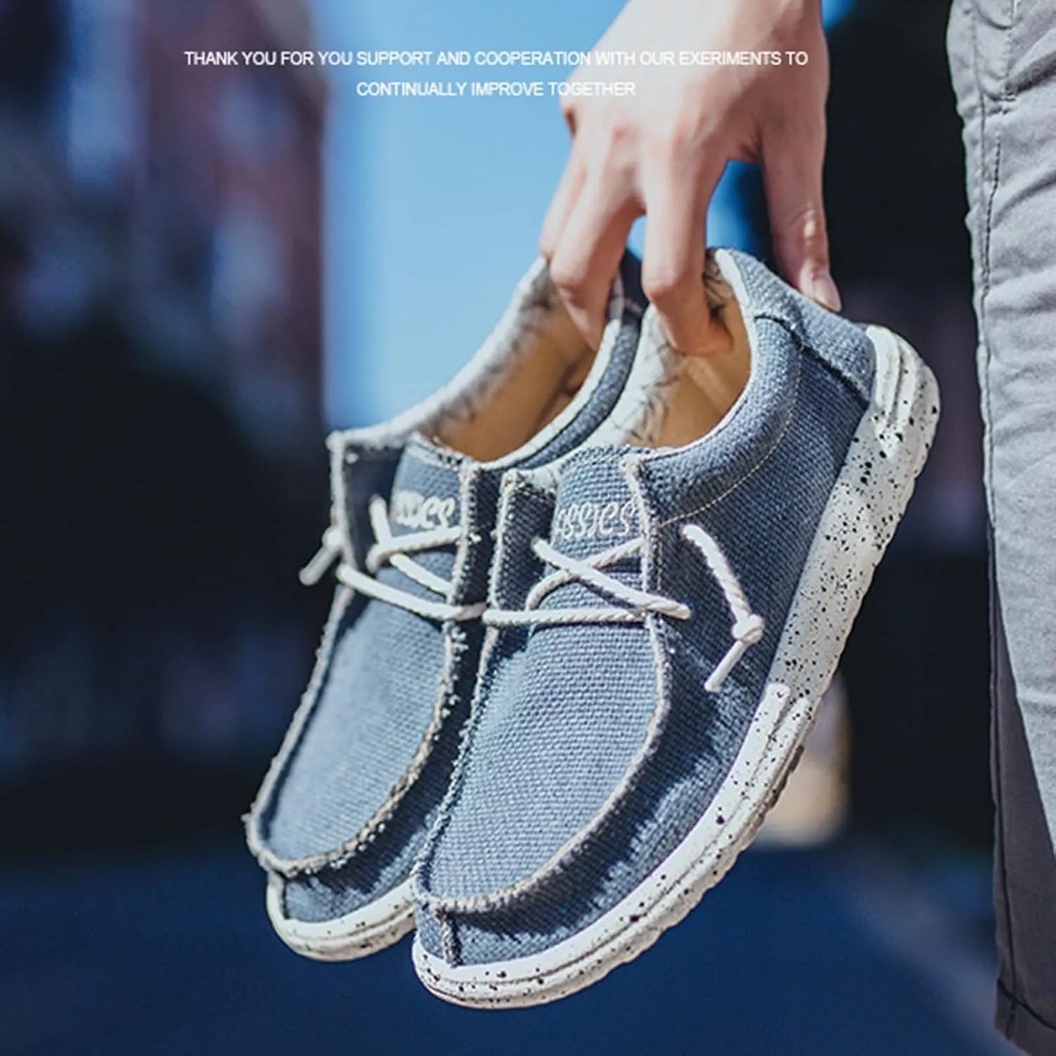 Canvas Men's Loafers & Slip-ons,Classic Comfy Breathable Mesh Boat Shoes Men,Casual Lightweight Slip Resistant Deck Shoes Mens,with Rubber Sole