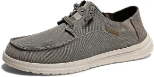 Canvas Platform Loafers Mens,Fashion Lightweight & Breathable Mesh Mens Boat Shoes,Classic Comfy Soft Deck Shoes,Slip Resistant,All Weather Rubber Soles
