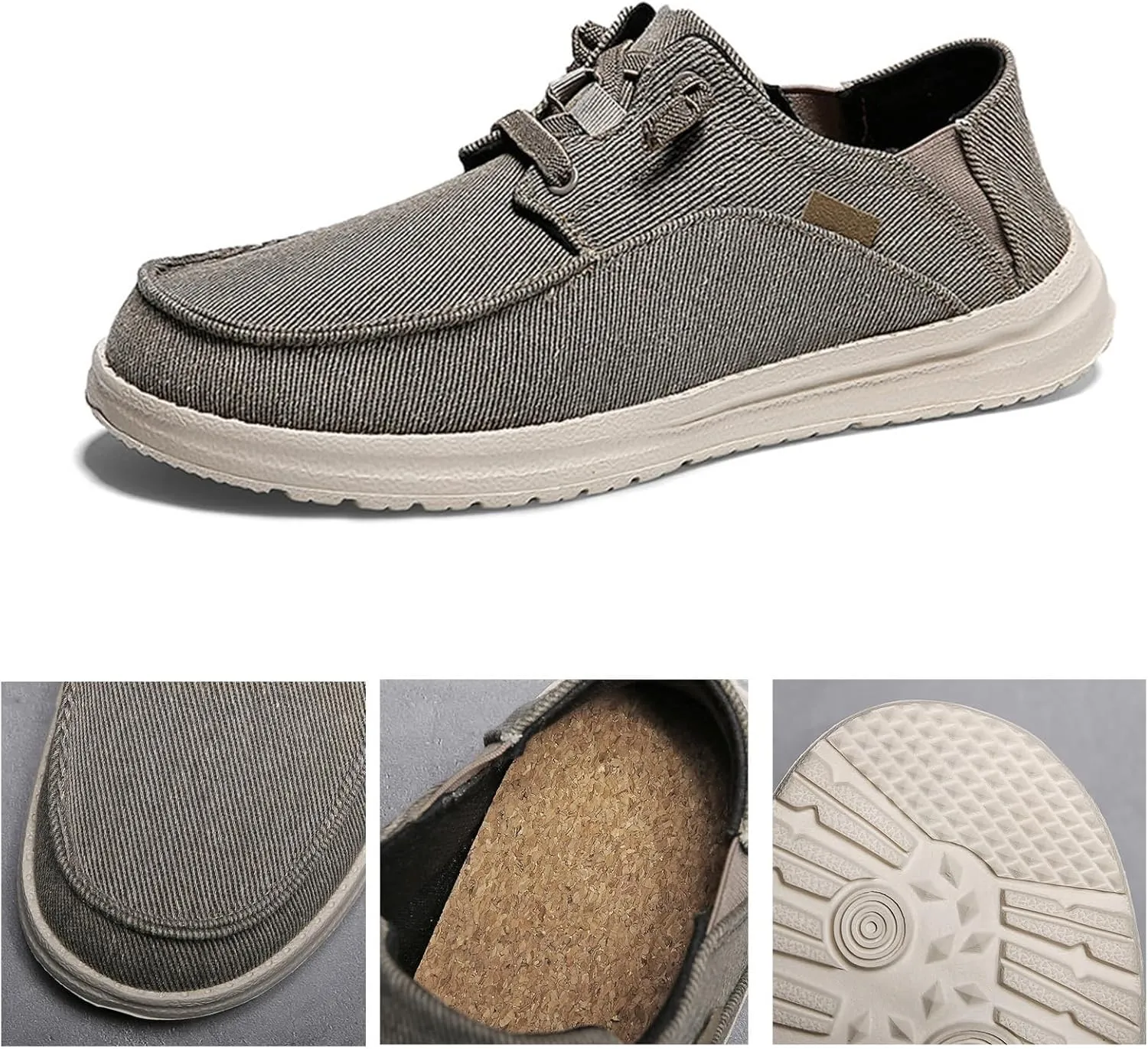 Canvas Platform Loafers Mens,Fashion Lightweight & Breathable Mesh Mens Boat Shoes,Classic Comfy Soft Deck Shoes,Slip Resistant,All Weather Rubber Soles