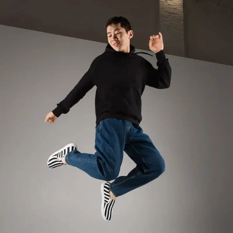 Canvas Shoes for Men Black Striped Slip