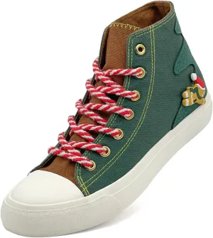 Canvas Shoes for Women Men Sneakers Fashion High Low Tops Christmas Shoes Classic Casual Tennis Running Walking Santa Shoes Unisex