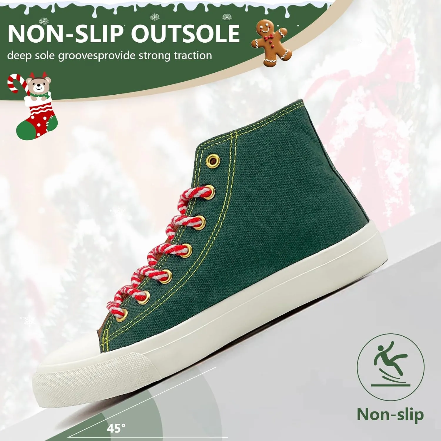 Canvas Shoes for Women Men Sneakers Fashion High Low Tops Christmas Shoes Classic Casual Tennis Running Walking Santa Shoes Unisex