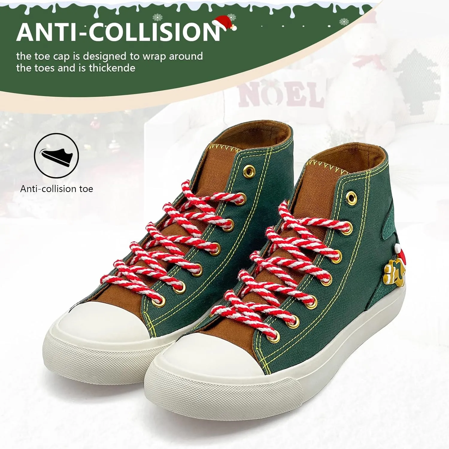 Canvas Shoes for Women Men Sneakers Fashion High Low Tops Christmas Shoes Classic Casual Tennis Running Walking Santa Shoes Unisex