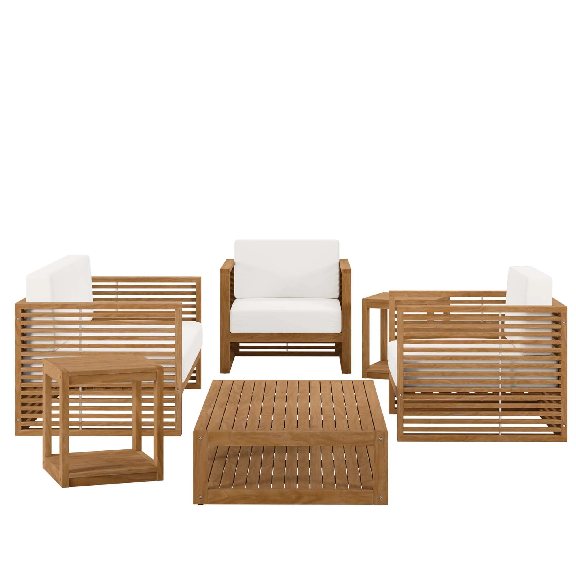 Carlsbad 6-Piece Teak Wood Outdoor Patio Outdoor Patio Set by Modway