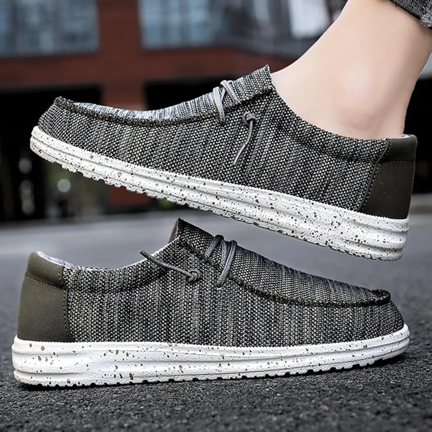 Casual Boat Shoes,Canvas Lightweight & Breathable Mesh Men's Loafers & Slip-ons,Summer Comfy Slip Resistant Mens Deck Shoes,for All Day