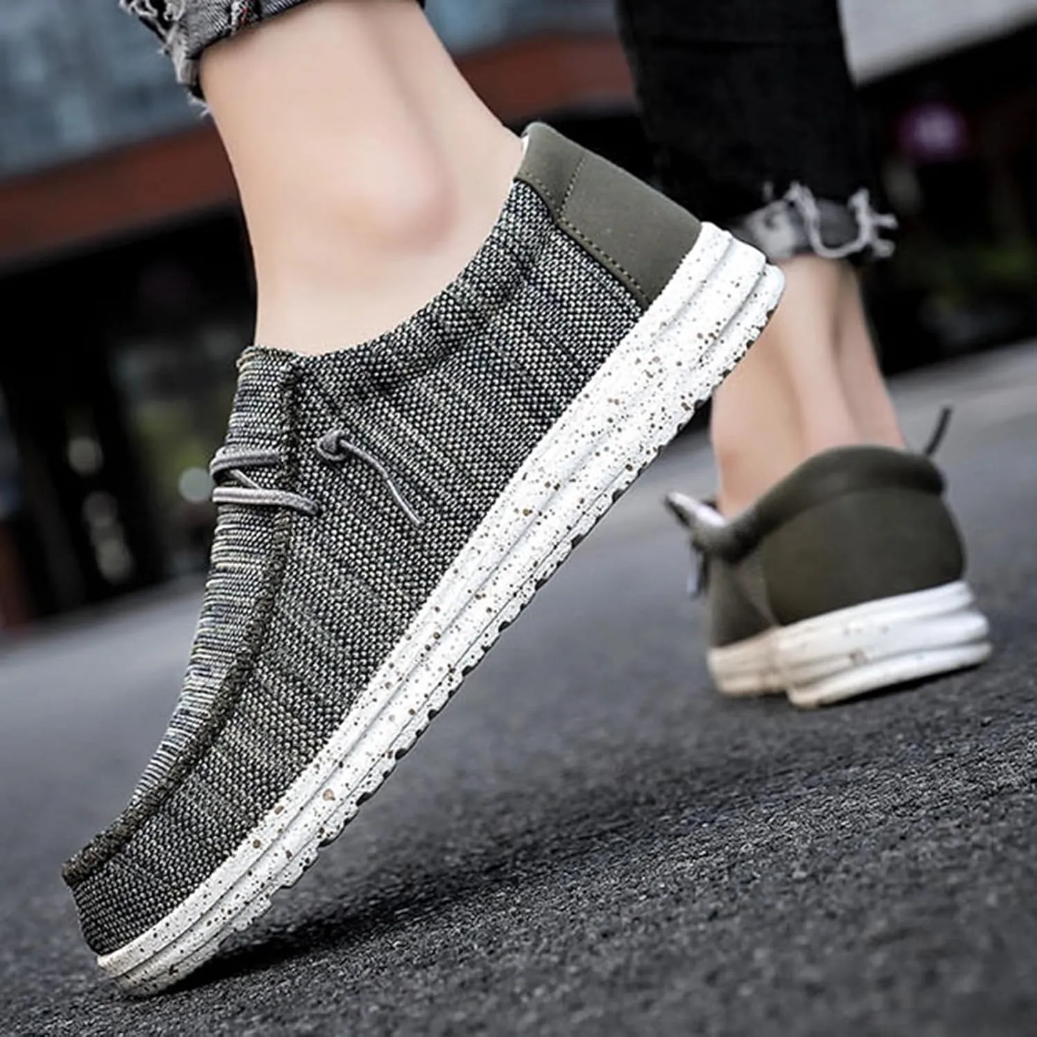 Casual Boat Shoes,Canvas Lightweight & Breathable Mesh Men's Loafers & Slip-ons,Summer Comfy Slip Resistant Mens Deck Shoes,for All Day