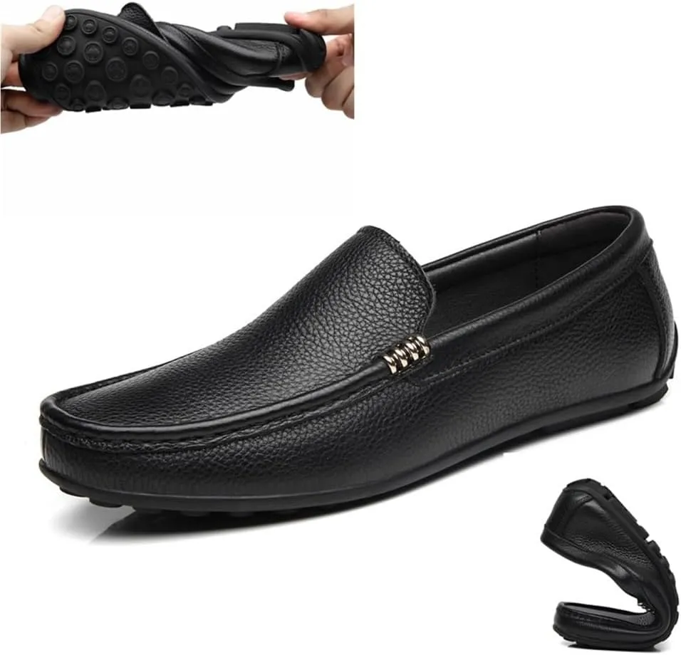 Casual Loafers for Mens Pu Leather Casual Solid Color Non Slip Anti-Slip Outdoor Slip-on