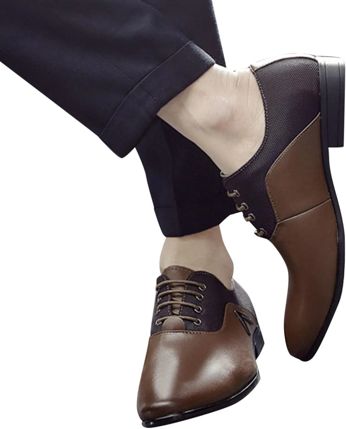 Casual Plain Toe Oxfords Men Classic Retro Oxfords Non Slip Low Heel Dress Derby Shoes Men Business Formal Shoes Matte Leather Dress Shoe Comfortable Work Office Shoe Elegant Suit Footwear