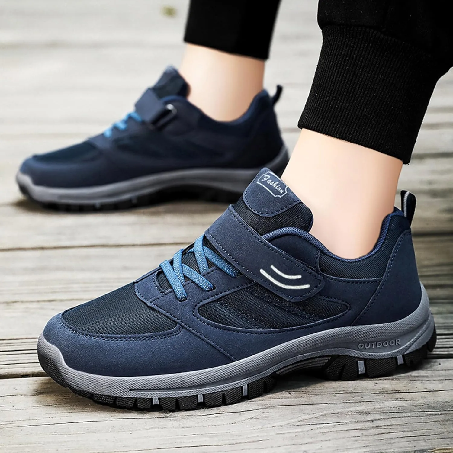 Casual Shoes for Men Men Casual Shoes Fashionable New Pattern Solid Color Simple Thick Sole Hook Loop Four Season