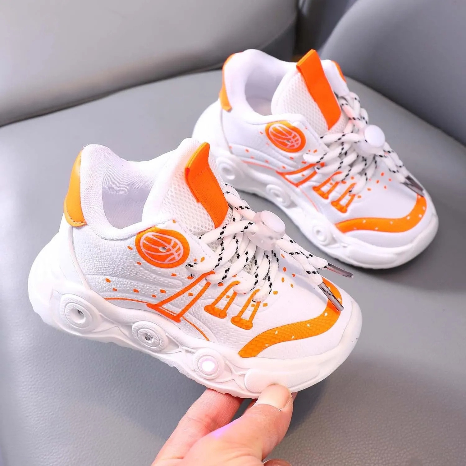 Cathalem Toddler Children Boys Girls Led Tennis Shoes Kids Mesh Letter Led Light Up Running Shoes Sneakers for 1-6 Years Old