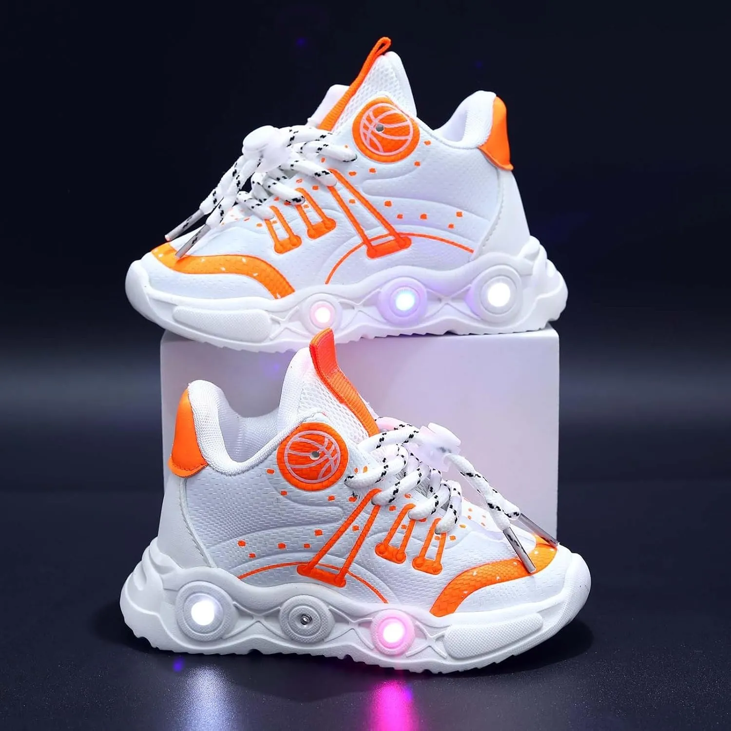 Cathalem Toddler Children Boys Girls Led Tennis Shoes Kids Mesh Letter Led Light Up Running Shoes Sneakers for 1-6 Years Old