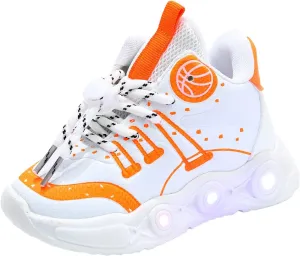 Cathalem Toddler Children Boys Girls Led Tennis Shoes Kids Mesh Letter Led Light Up Running Shoes Sneakers for 1-6 Years Old