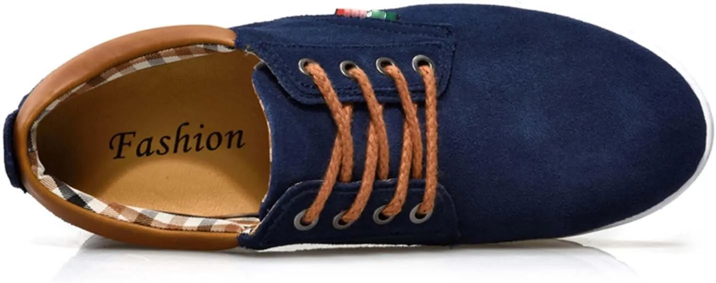 CERYTHRINA Men's Taller Height Increasing Elevator Shoes 2.36'' Lace-up Flannelette Cowhide Leather Dress Shoes