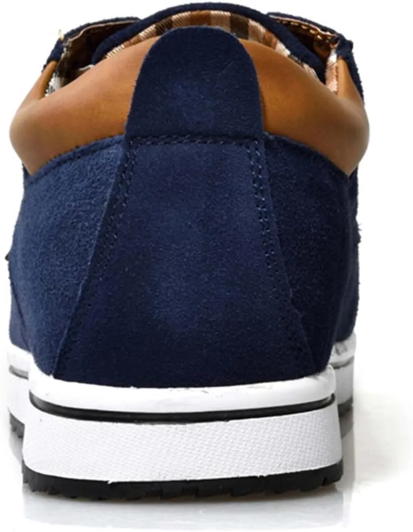 CERYTHRINA Men's Taller Height Increasing Elevator Shoes 2.36'' Lace-up Flannelette Cowhide Leather Dress Shoes