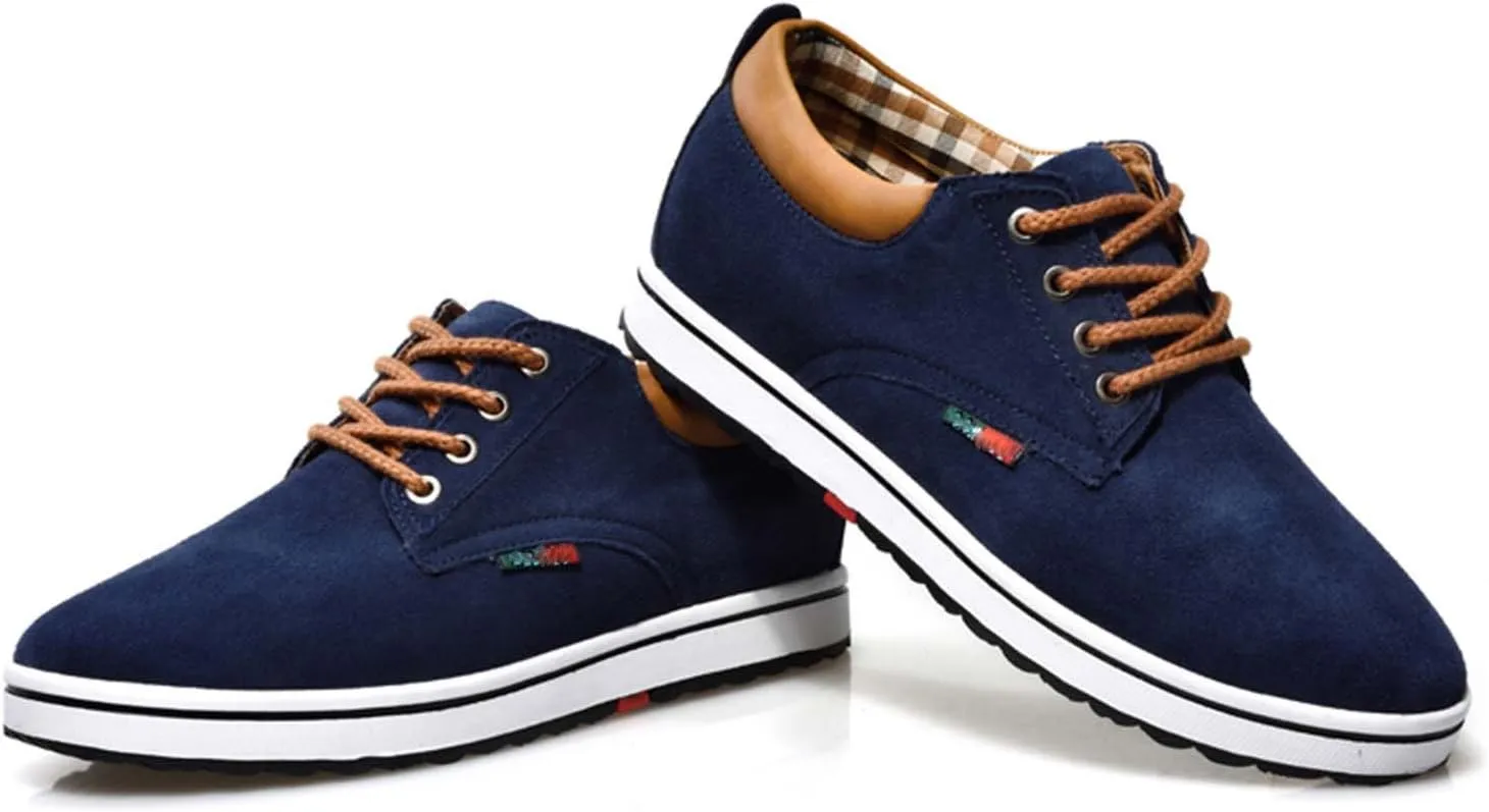 CERYTHRINA Men's Taller Height Increasing Elevator Shoes 2.36'' Lace-up Flannelette Cowhide Leather Dress Shoes