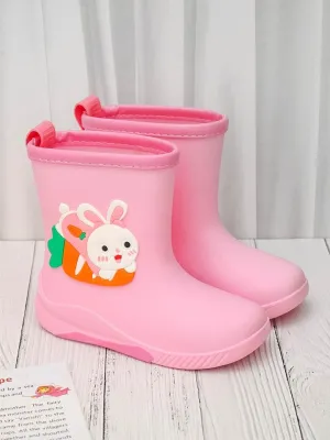 Cheerful Pink Bunny Rain Boots For Girls