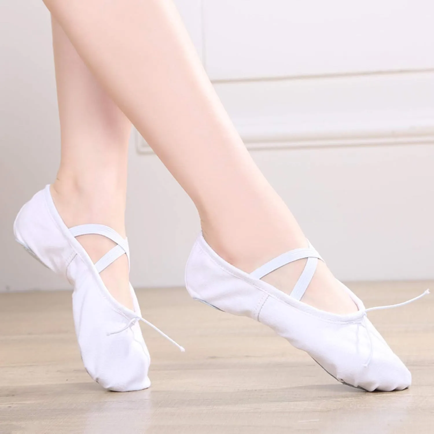Children Casual Shoes Dance Sole Canvas Elastic Band Girls Split Flats Shoes Gymnastics Ballet Shoes Baby Shoes