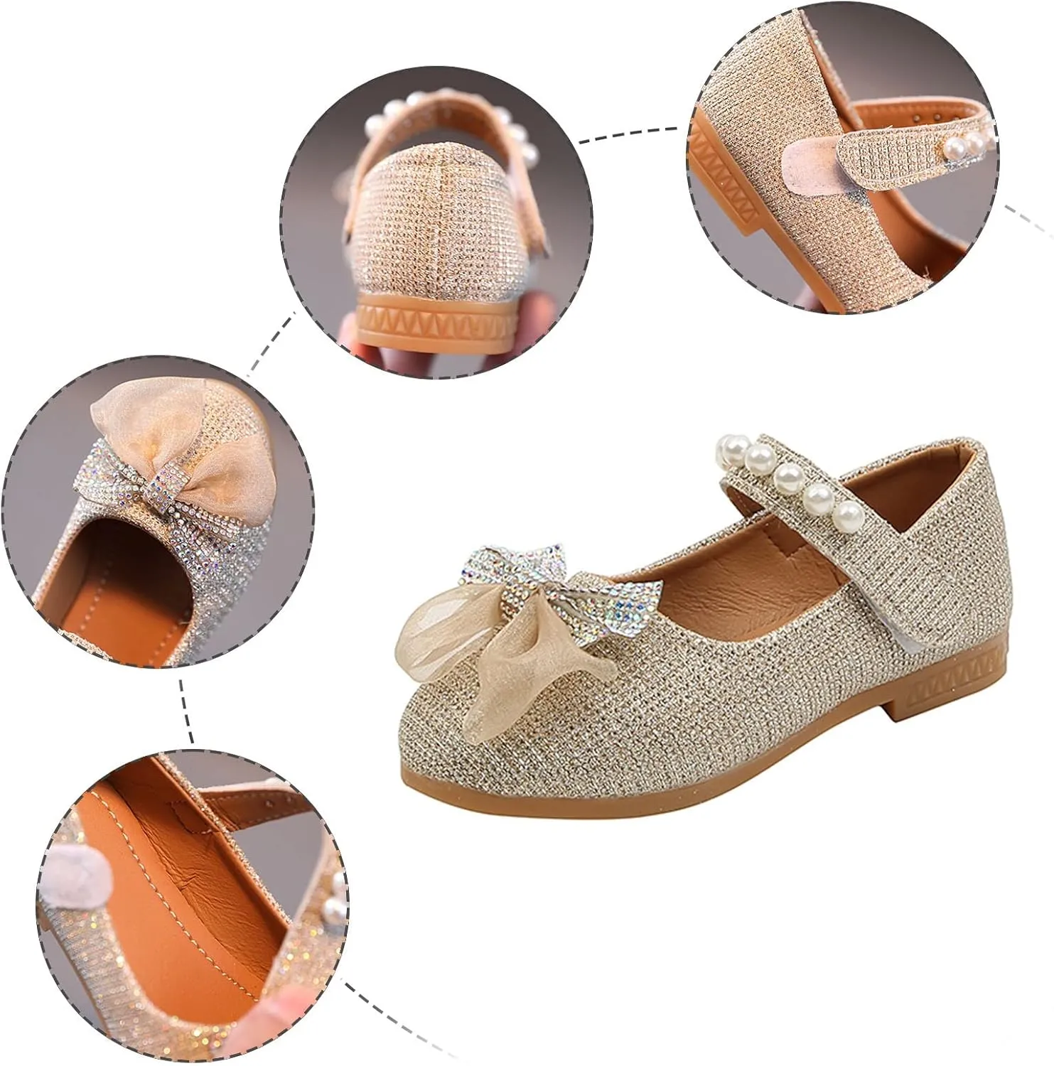 Children Flat Heels Princess Shoes Kids Sandals Comfortable Soft Soles Leather Shoes Baby Girls Toddler Girls Size 9 (Gold, 36 Big Kids)