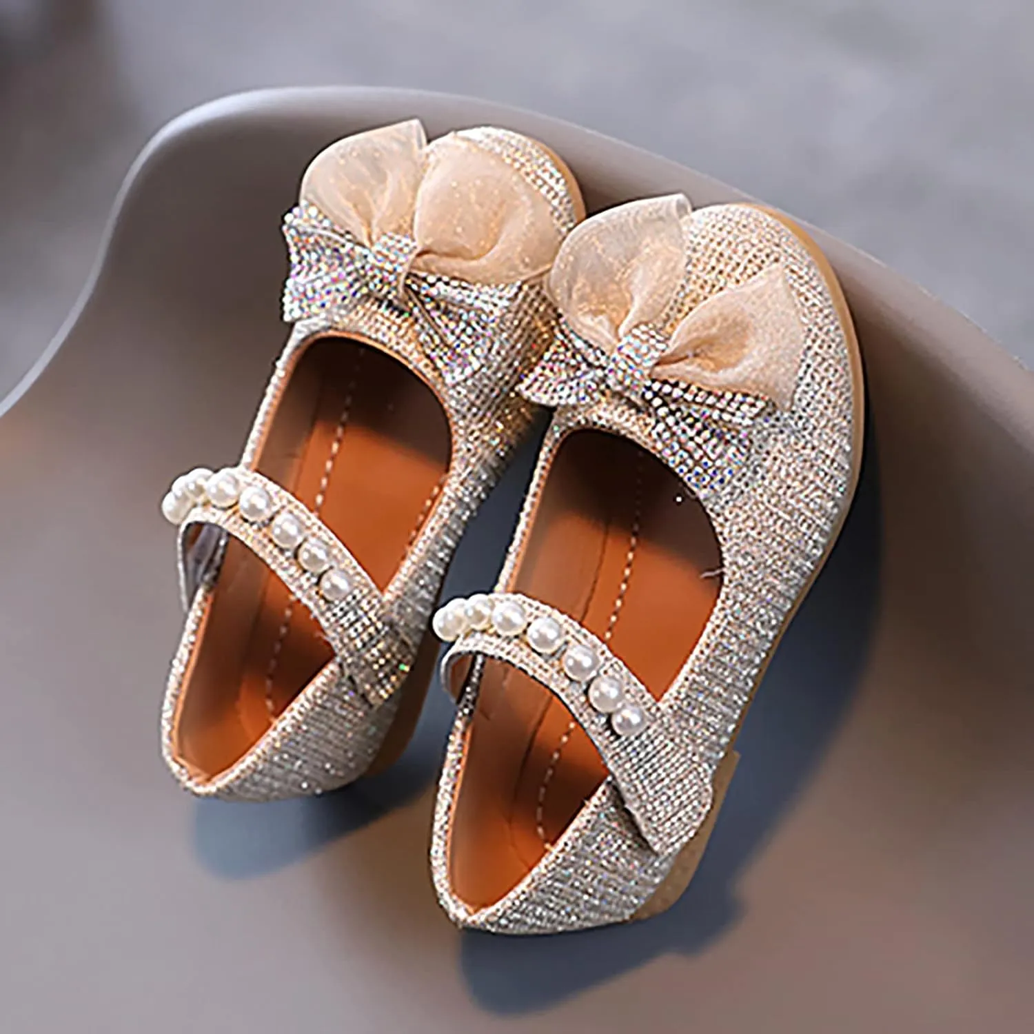 Children Flat Heels Princess Shoes Kids Sandals Comfortable Soft Soles Leather Shoes Baby Girls Toddler Girls Size 9 (Gold, 36 Big Kids)