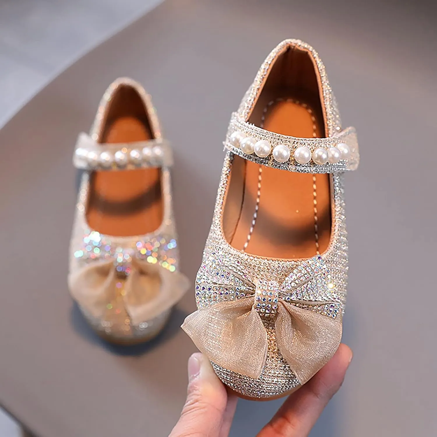 Children Flat Heels Princess Shoes Kids Sandals Comfortable Soft Soles Leather Shoes Baby Girls Toddler Girls Size 9 (Gold, 36 Big Kids)