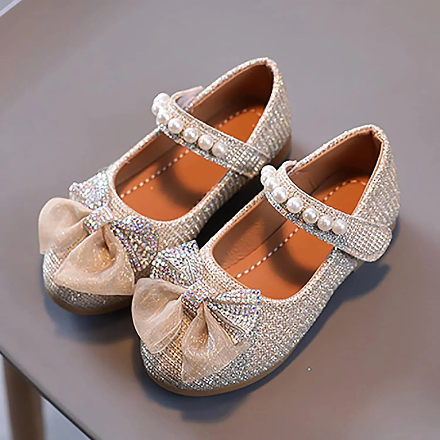 Children Flat Heels Princess Shoes Kids Sandals Comfortable Soft Soles Leather Shoes Baby Girls Toddler Girls Size 9 (Gold, 36 Big Kids)