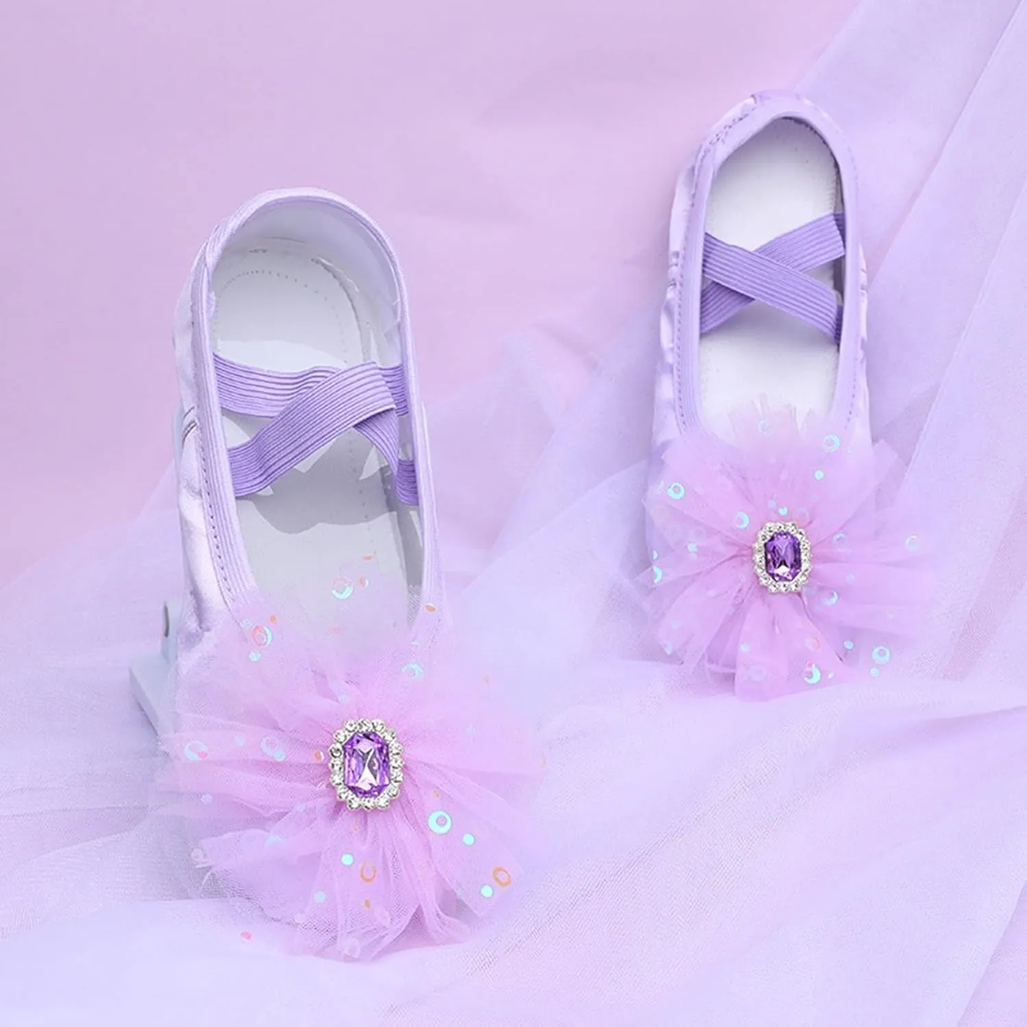 Children Shoes Dance Shoes Ballet Performances Diamond Lace Yoga for for Children Girls' Running