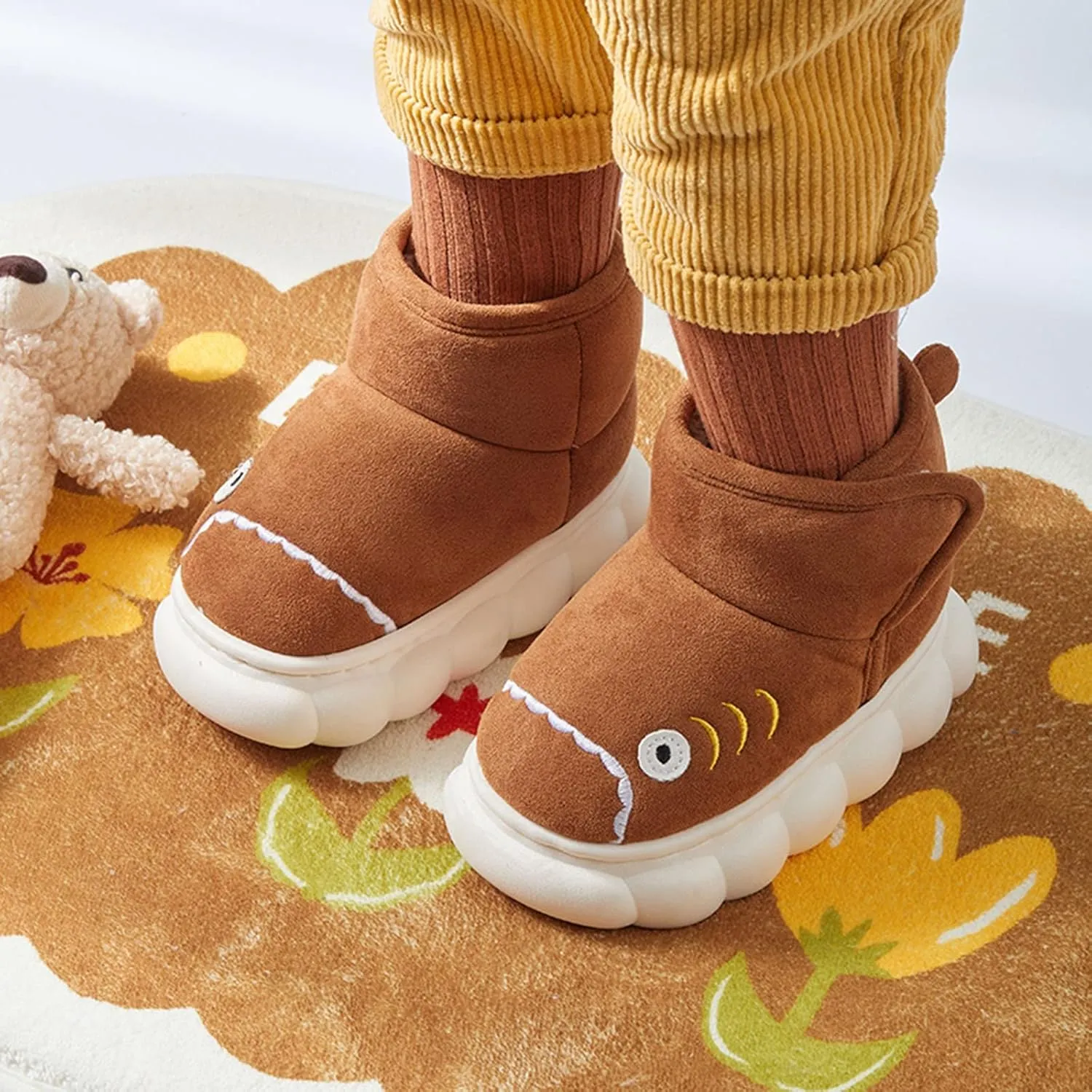 Children Snow Boots for Boys and Girls Cute Plush Girls Boots Wide Width Girls Flat Ankle Boots